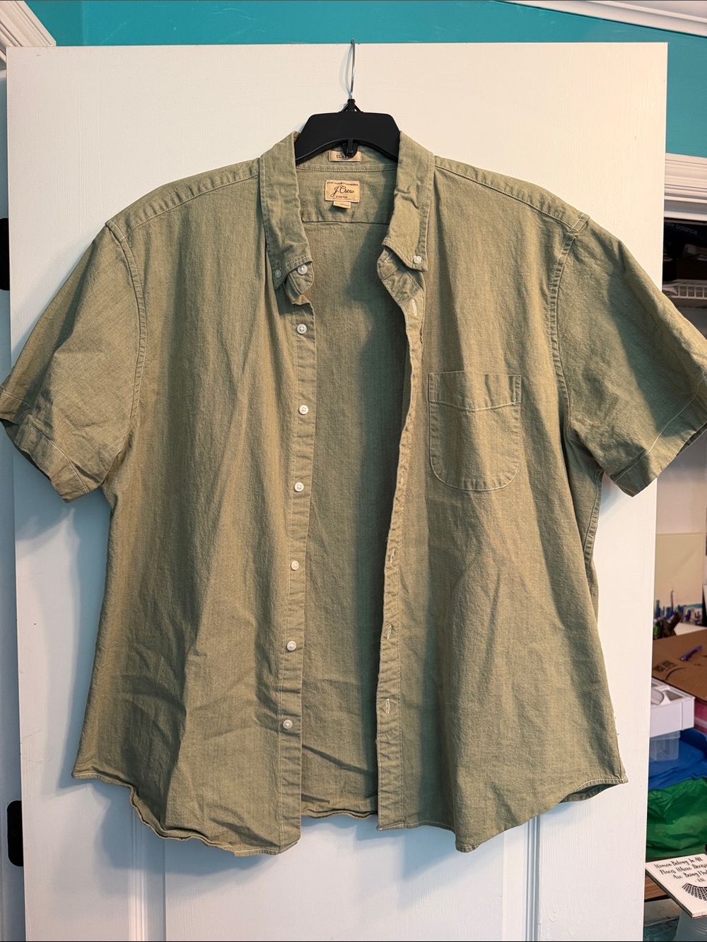J. Crew Men's Short-Sleeve Button-Down Shirt in Olive